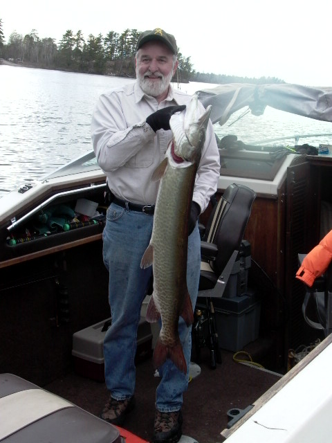 Muskie caught in front of
                      camp